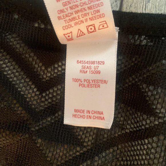 BONGO BLACK W/PINK TASSLES OPEN‎ SHOULDER LACE SWIM SUIT COVER UP XL-EUC - Picture 3 of 6